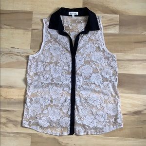 Off-white lace collared blouse